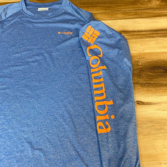 Columbia PFG Long Sleeve Fishing Shirt Blue XL Men Graphic Logo - Picture 5 of 10